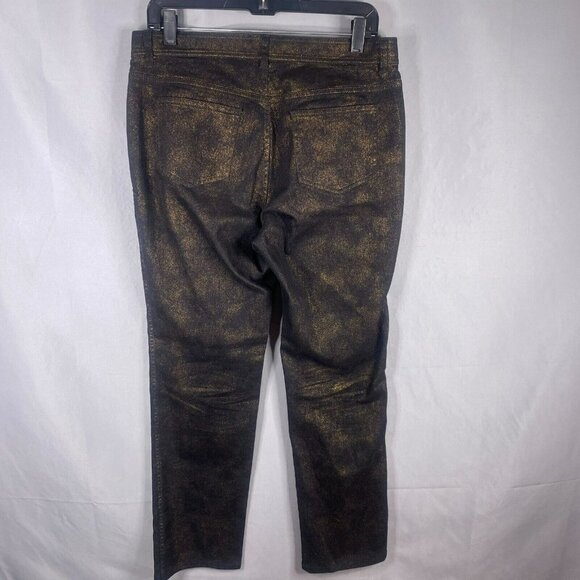 Lafayette 148 Pants Womens 10 Black Gold Shimmer Straight Leg Stretch Je… - Picture 6 of 11